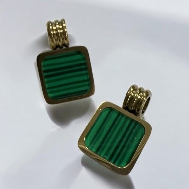 Ciondolo quadrato smaltato effetto pietra in acciaio dorato 13x19 mm 1pz Gioie d'Oriente