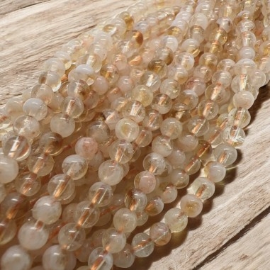 Filo quarzo citrino naturale, perle tonde lisce 4mm, lunghezza 39cm, marchio Gioie d'Oriente