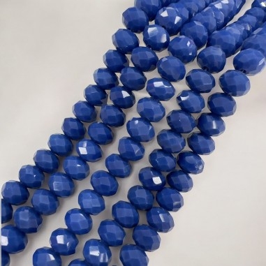 Mezzi cristalli blu opaco, forma rondella sfaccettata, 6x8mm, cristallo cinese, 70 pezzi, marchio Gioie d'Oriente