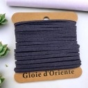 Filo in alcantara avio scuro, 3mm, 5mt, morbido effetto pelle vellutato, marchio Gioie d'Oriente
