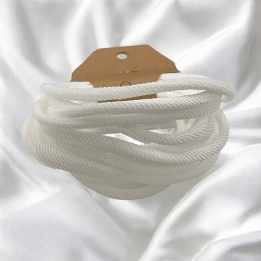 Cordone intrecciato, poliestere resistente, colore bianco, spessore 3mm, 2 metri, marchio Gioie d'Oriente