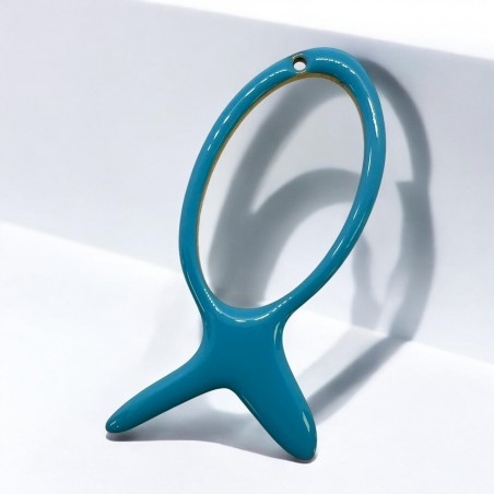 Ciondolo pesce vuoto smaltato in acciaio dorato 23x52mm 1pz | GDO