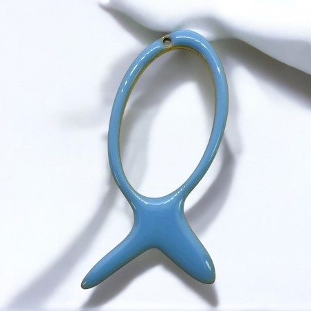 Ciondolo pesce vuoto smaltato in acciaio dorato 23x52mm 1pz | GDO