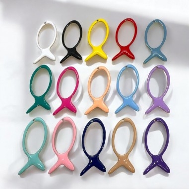 Ciondolo pesce vuoto smaltato in acciaio dorato 23x52mm 1pz | GDO