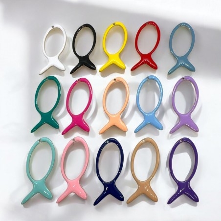 Ciondolo pesce vuoto smaltato in acciaio dorato 23x52mm 1pz | GDO