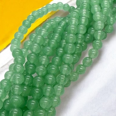 Filo Avventurina verde chiaro, perle lisce 6mm, tondo, 60 pezzi, marchio Gioie d'Oriente