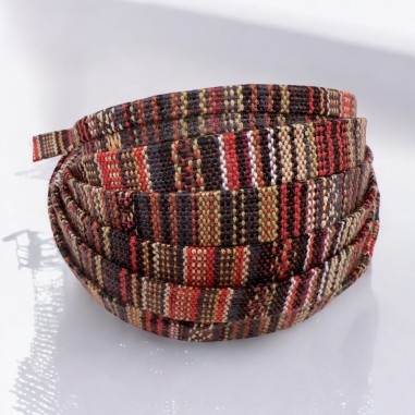 Cordino etnico in cotone rosso e marrone, fantasia intrecciata, 10mm, spessore 2mm, 2mt, marchio Gioie d'Oriente