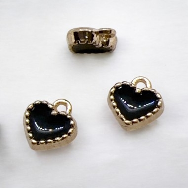Ciondolo Cuore Smaltato Mezzo Bombato 9x8 mm 2pz Gioie d'Oriente