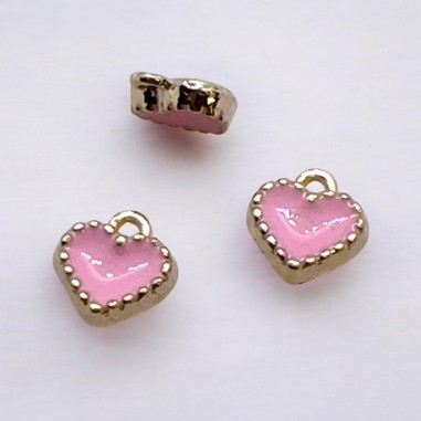 Ciondolo Cuore Smaltato Mezzo Bombato 9x8 mm 2pz Gioie d'Oriente