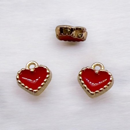 Ciondolo Cuore Smaltato Mezzo Bombato 9x8 mm 2pz Gioie d'Oriente