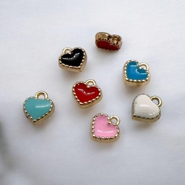 Ciondolo Cuore Smaltato Mezzo Bombato 9x8 mm 2pz Gioie d'Oriente