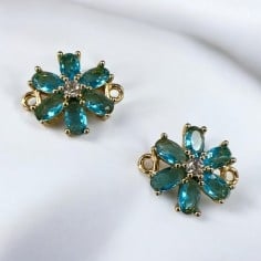Ciondolo connettore fiorellino con zirconi multicolor 13x16mm 1pz Gioie d'Oriente 2