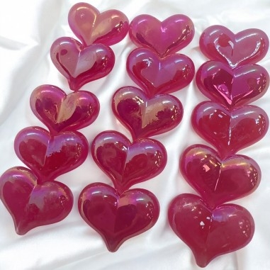 Cuori resina perlata fucsia, misura grande 17.5x23mm, confezione da 2 o 24 pezzi, marchio Gioie d'Oriente