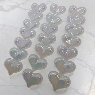 Perle cuore resina bianca, effetto perlato, 17.5x23mm, confezione 2 o filo 24, marchio Gioie d'Oriente