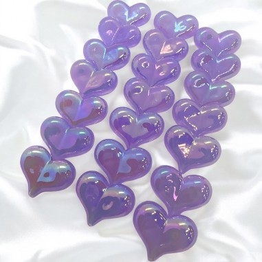 Perle cuore in resina lilla perlato, lucide e delicate, 17.5x23mm, 2pz o filo 24, marchio Gioie d'Oriente