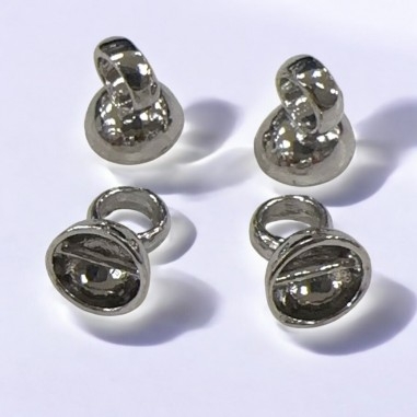 Coppetta esterna in argento 925, misura 6.5x8mm, con anello 5mm, confezione da 4 pezzi, marchio Gioie d'Oriente