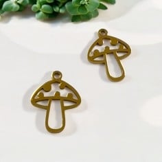 Ciondolo fungo in acciaio inossidabile 13x17 mm 1pz Gioie d'Oriente 2