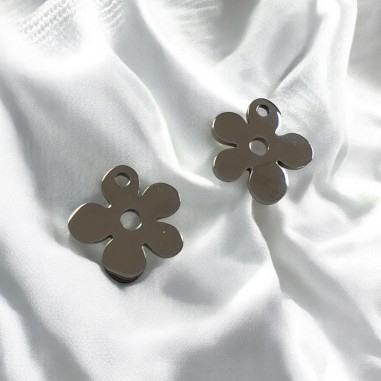 Ciondolo fiorellino in acciaio inossidabile vari colori 12 mm 1pz Gioie d'Oriente