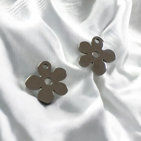 Ciondolo fiorellino in acciaio inossidabile vari colori 12 mm 1pz Gioie d'Oriente