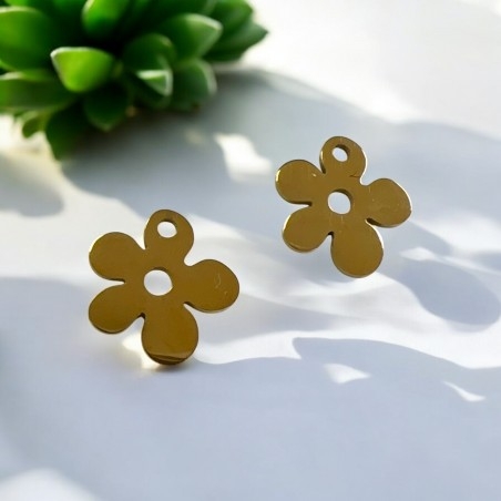 Ciondolo fiorellino in acciaio inossidabile vari colori 12 mm 1pz Gioie d'Oriente