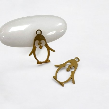 Ciondolo pinguino in acciaio inossidabile vari colori 12x16 mm 1pz Gioie d'Oriente