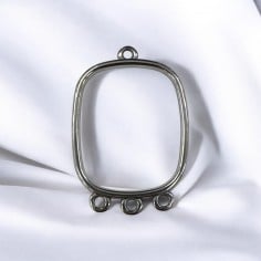 Connettore rettangolare vuoto in acciaio 3 anellini 23x30 mm 1pz Gioie d'Oriente 2