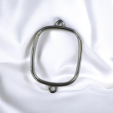 Connettore rettangolare vuoto in acciaio PVD 3 anellini 23x30 mm 1pz Gioie d'Oriente