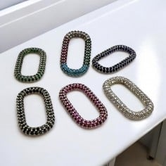 Ciondolo rettangolo in rame argento con zirconi colori vari 16x25 mm 1pz Gioie d'Oriente