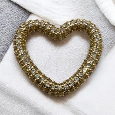 Ciondolo connettore cuore in rame oro con zirconi 22 mm 1pz colori vari Gioie d'Oriente 2