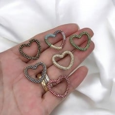 Ciondolo connettore cuore in rame oro con zirconi 22 mm 1pz colori vari Gioie d'Oriente
