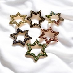 Ciondolo stella in rame oro con zirconi colorati 25 mm 1pz Gioie d'Oriente