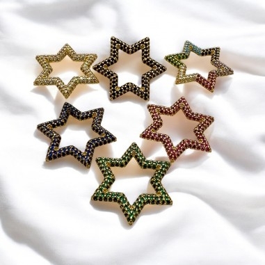 Ciondolo stella, zirconi multicolore, misura 25mm, per collane o charm, marchio Gioie d'Oriente