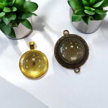 Cabochon tondi in vetro trasparente 8-25mm assortiti Gioie d'Oriente
