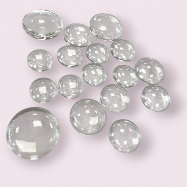 Cabochon tondi in vetro trasparente 8-25mm assortiti Gioie d'Oriente
