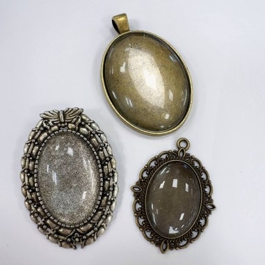 Cabochon ovali in vetro trasparente 10x14-30x40mm Gioie d'Oriente