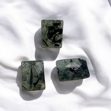 Prenite naturale, sfaccettata, forma rettangolare, colore verde chiaro, 10x14mm, 1 pezzo, marchio Gioie d'Oriente