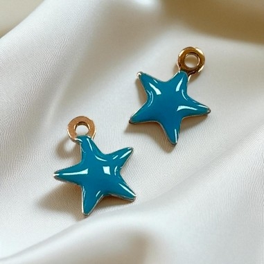 Ciondolo stella smaltata Tiffany in acciaio inox oro 10 x 8 mm 1pz Gioie d'Oriente