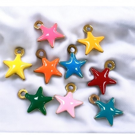 Ciondolo stella smaltata in acciaio inox oro vari colori 10 x 8 mm 1pz Gioie d'Oriente