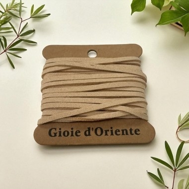 Filo in alcantara, colore cipria, 3mm, lunghezza 5mt, morbido effetto pelle, marchio Gioie d'Oriente