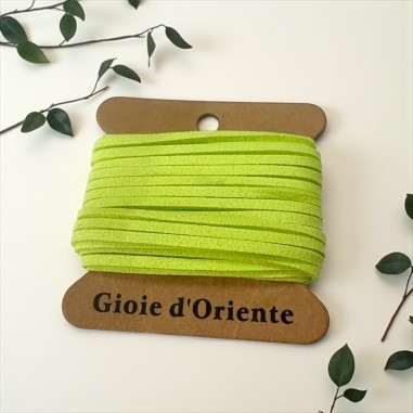 Filo in alcantara, verde mela, 3mm, 5mt, morbido effetto scamosciato, marchio Gioie d'Oriente