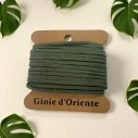 Filo in alcantara, verde militare, 3mm, 5mt, effetto pelle scamosciata, marchio Gioie d'Oriente