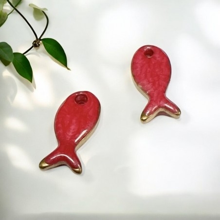 Ciondolo Pesciolino smaltato in Acciaio oro 5x10mm 1pz - rosso | GDO