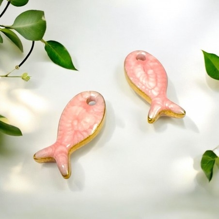 Ciondolo Pesciolino smaltato in Acciaio oro 5x10mm 1pz - rosa | GDO