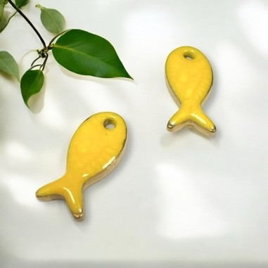 Ciondolo Pesciolino smaltato in Acciaio oro 5x10mm 1pz - giallo | GDO