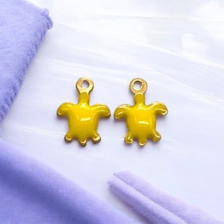 Mini ciondoli Tartaruga smaltati in Acciaio oro 5x7mm 2pz - giallo | GDO