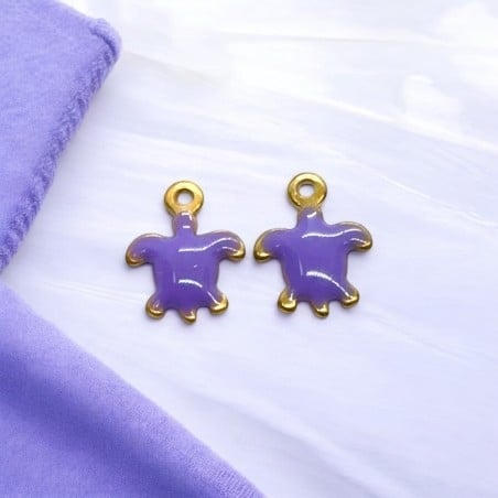 Mini ciondoli Tartaruga smaltati in Acciaio oro 5x7mm 2pz - lilla | GDO