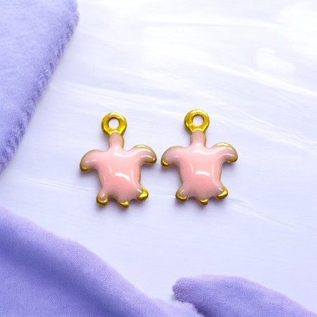 Mini ciondoli Tartaruga smaltati in Acciaio oro 5x7mm 2pz - rosa | GDO
