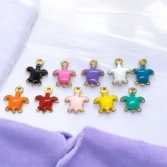 Mini ciondoli Tartaruga smaltati in Acciaio oro 5x7mm 2pz - Vari colori | GDO