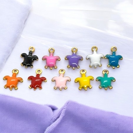 Mini ciondoli Tartaruga smaltati in Acciaio oro 5x7mm 2pz - Vari colori | GDO