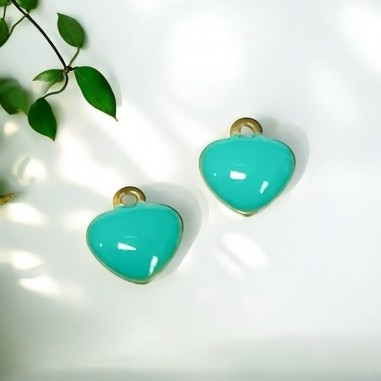 Mini ciondoli Cuoricini smaltati in Acciaio oro 5mm 2pz - tiffany| GDO